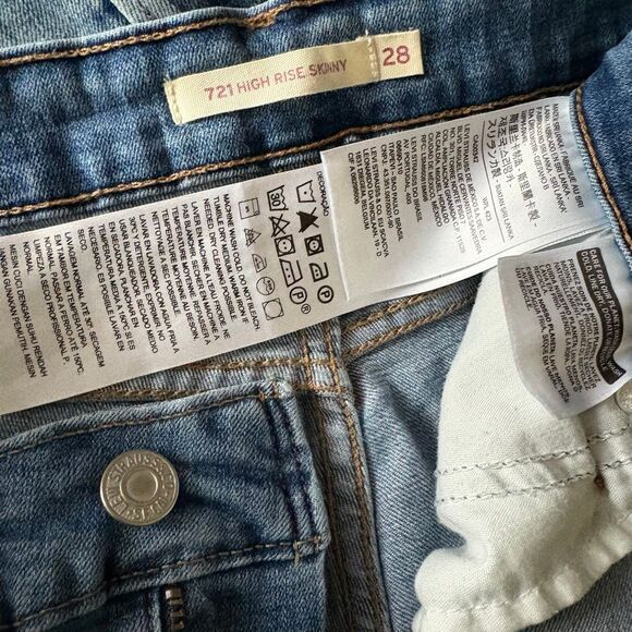 Levi's 721 High Rise Skinny Blue Jeans Women's 28 - Picture 6 of 9